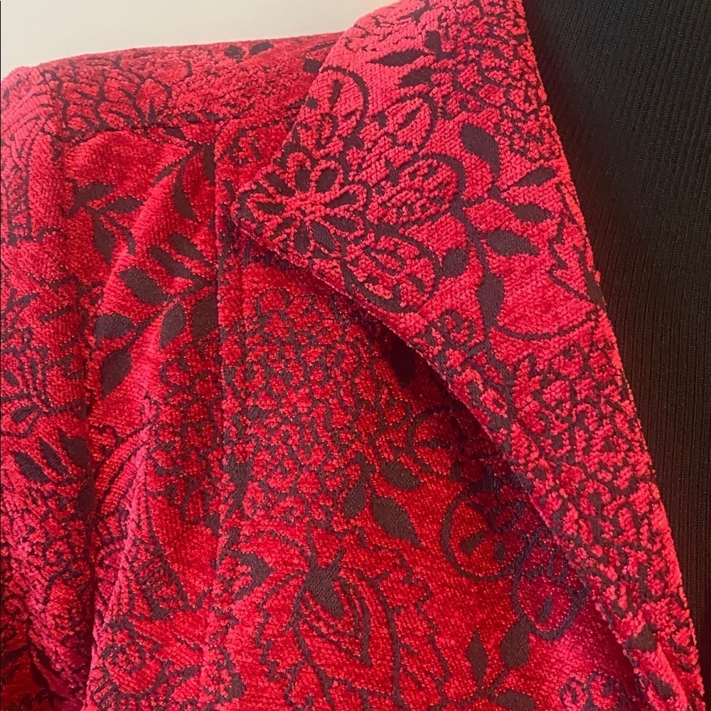 CJ Banks Women’s Deep Red & Black Tapestry Jacket Sz 1X - Picture 2 of 12